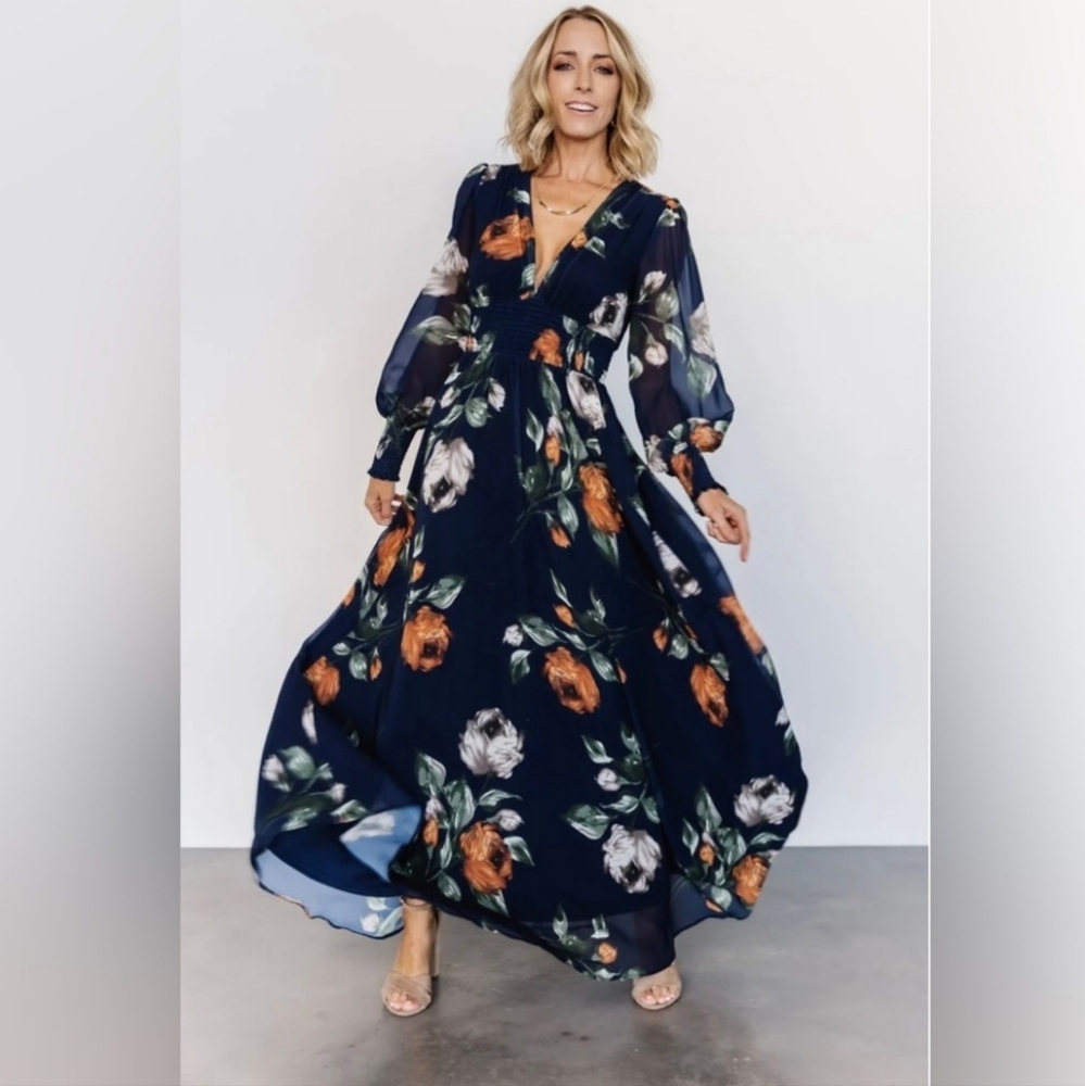 Baltic Born Floral Navy Maxi Dress